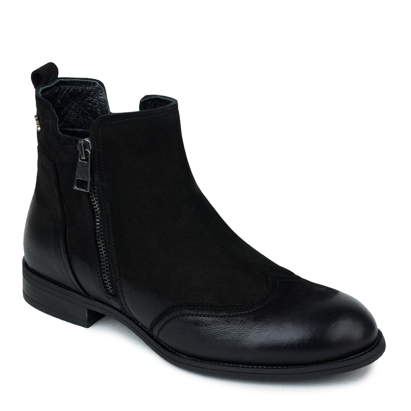Leather ankle boots B442 - BLACK