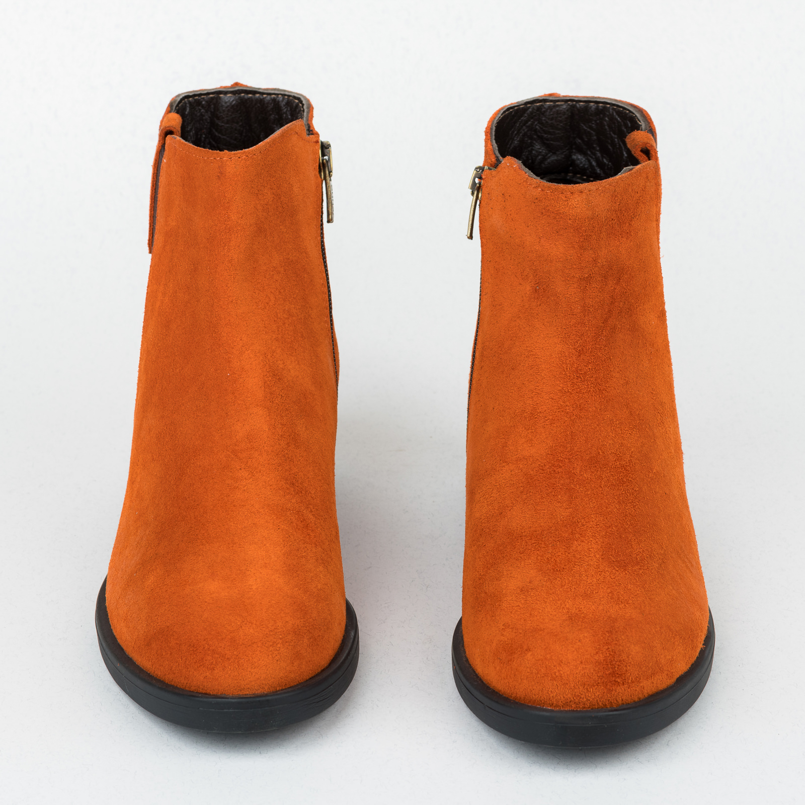 Leather ankle boots B312 - ORANGE