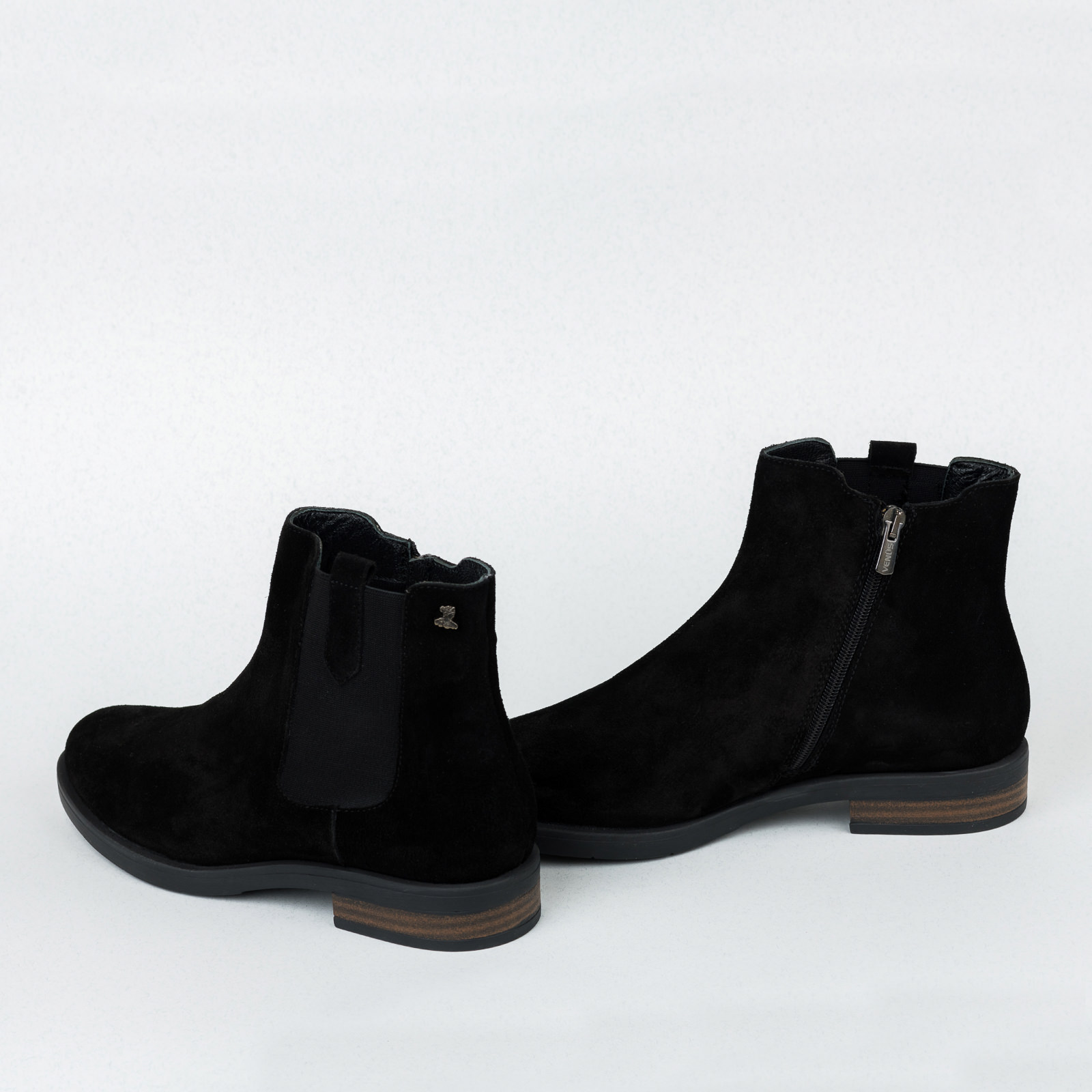 Leather ankle boots B312 - BLACK