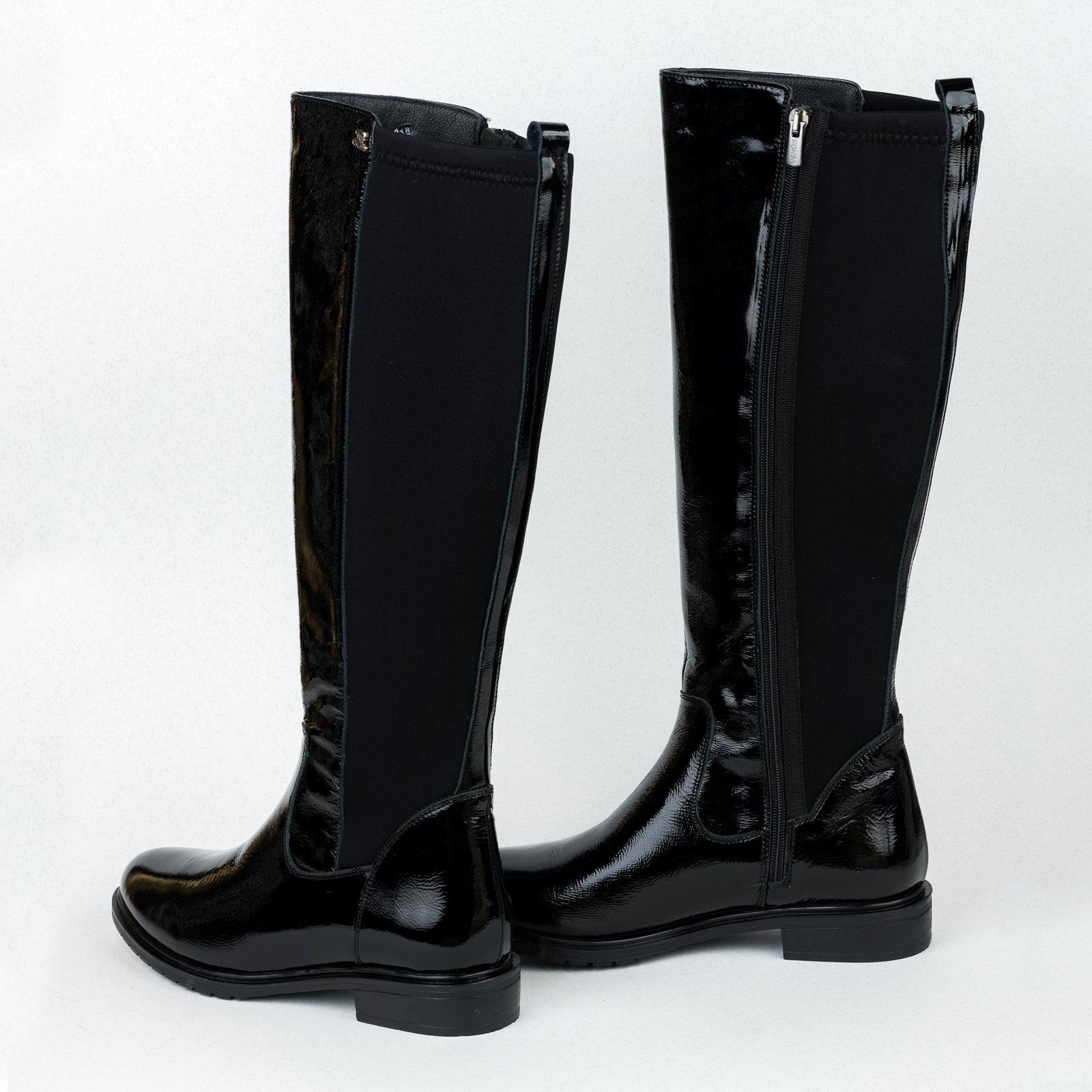 Leather boots B443 - BLACK