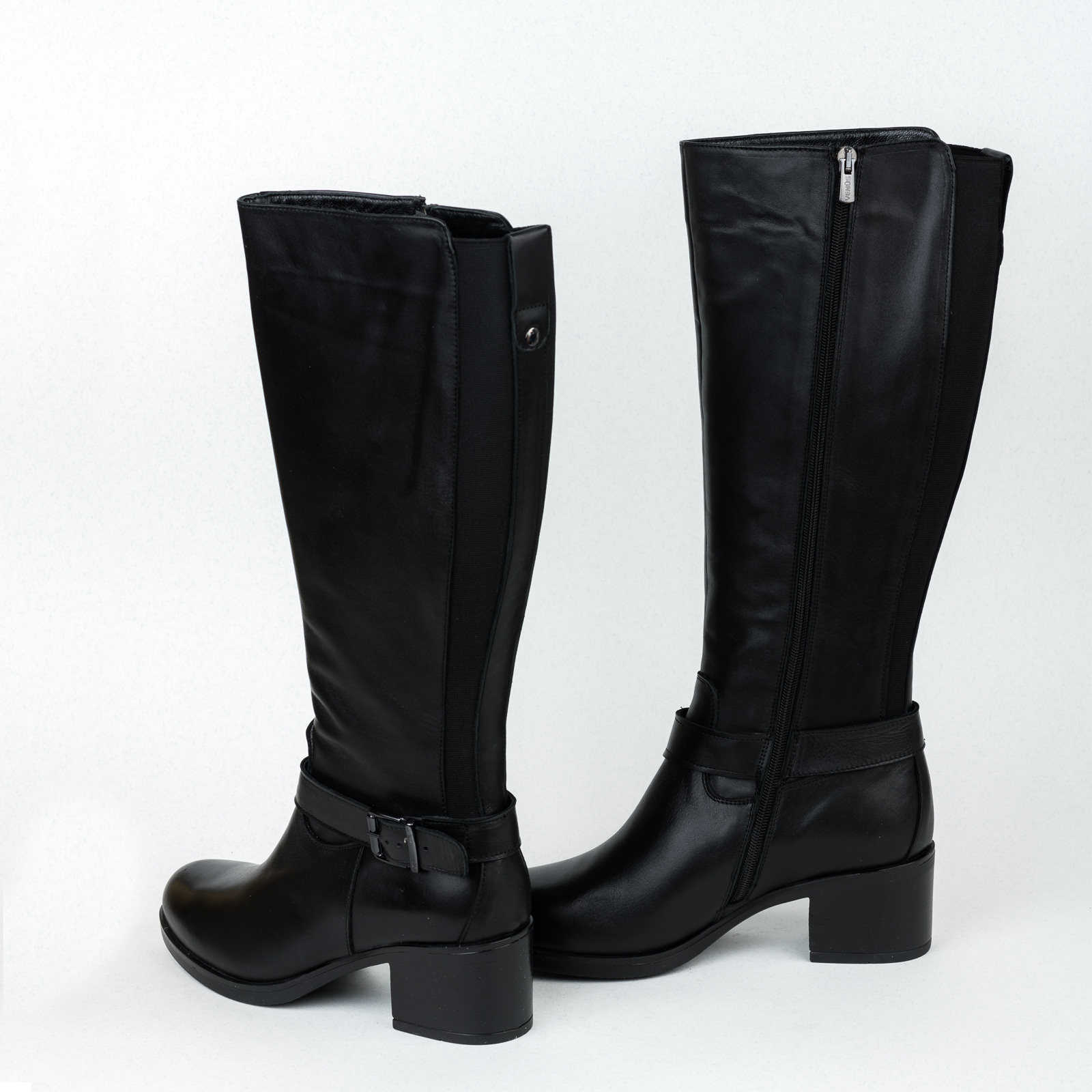 Leather boots B378 - BLACK