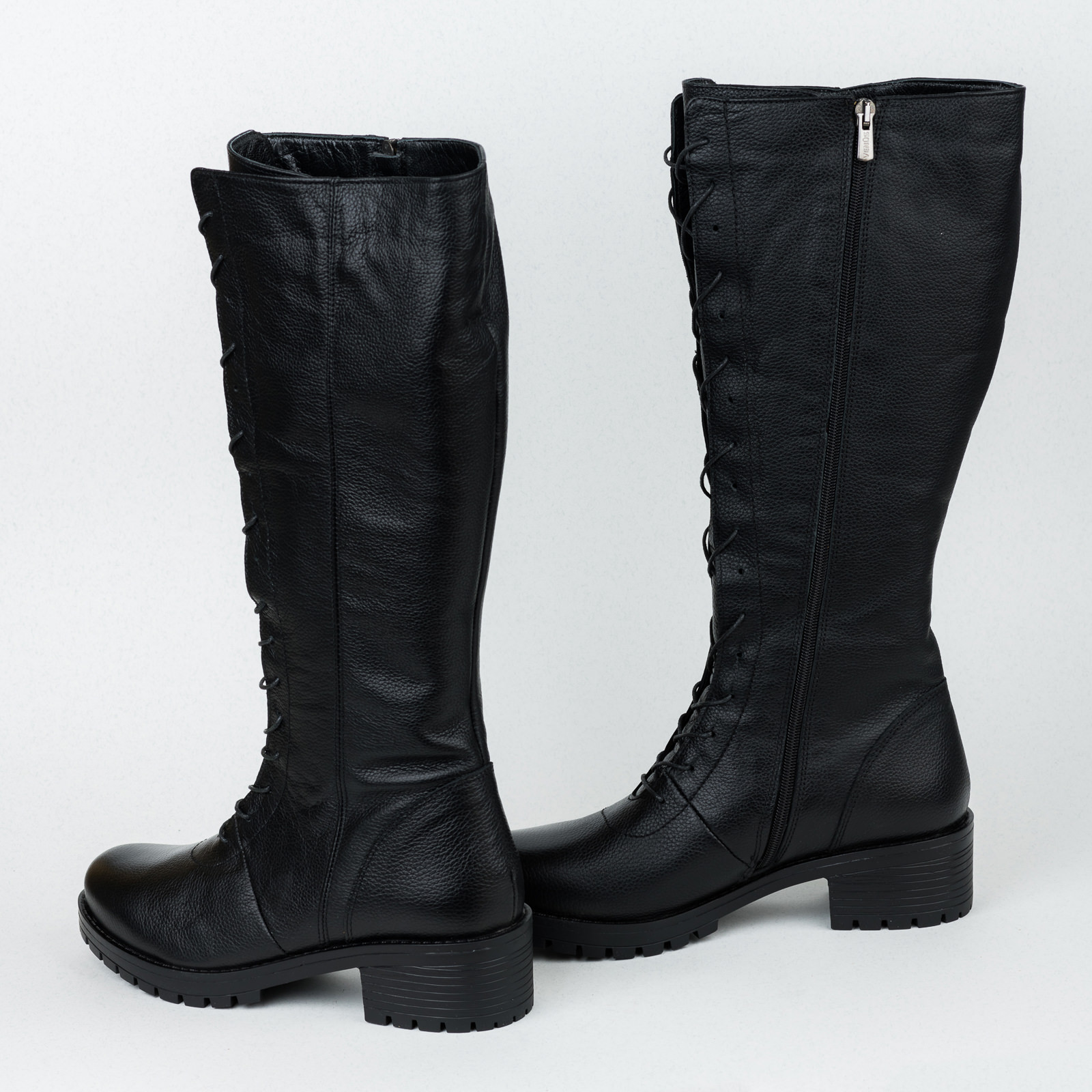 Leather boots B447 - BLACK