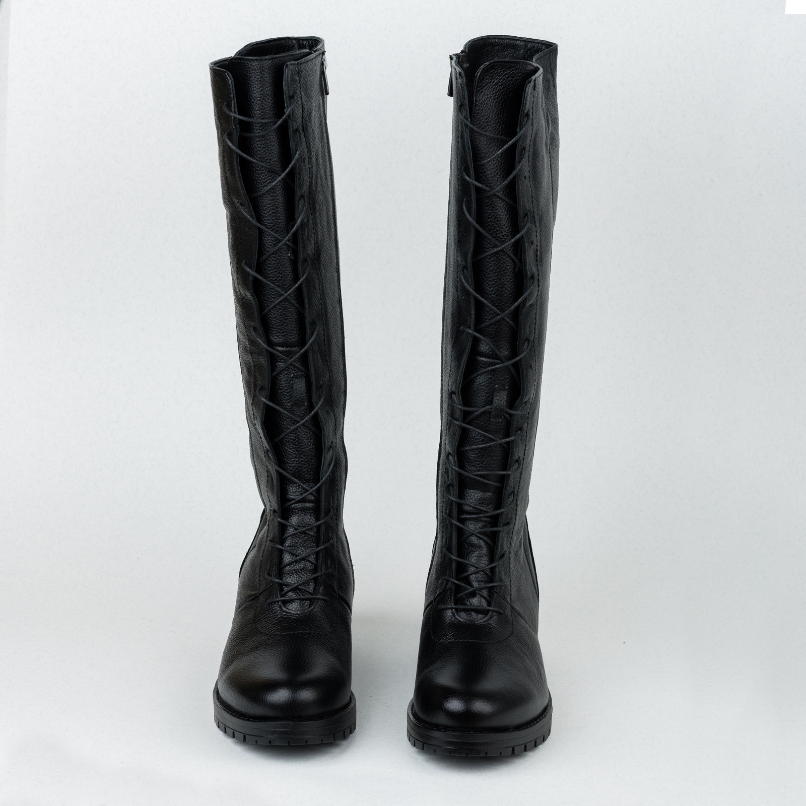 Leather boots B447 - BLACK