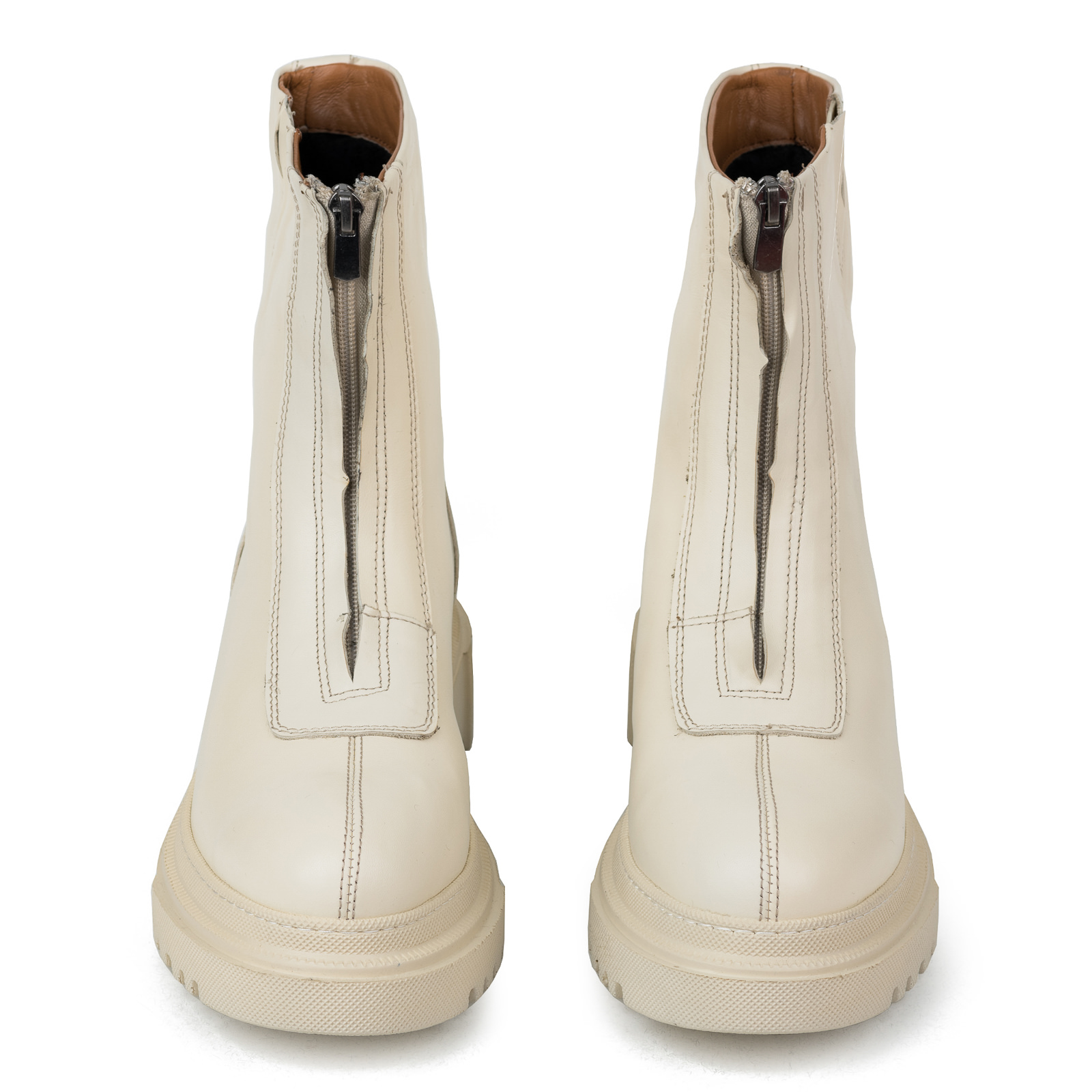 Leather ankle boots B478 - BEIGE