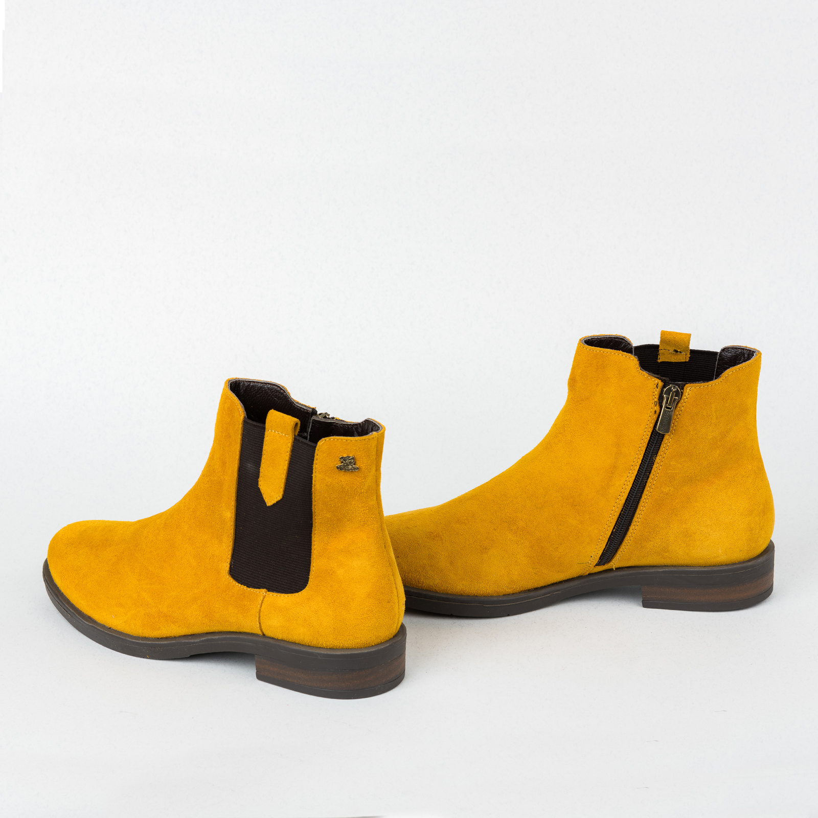 Leather ankle boots B312 - OCHRE