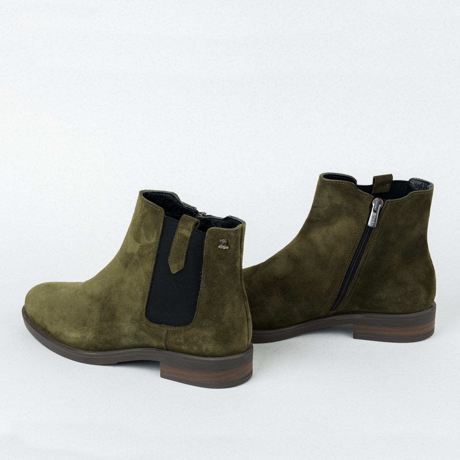 Leather ankle boots DARCIE - DARK GREEN