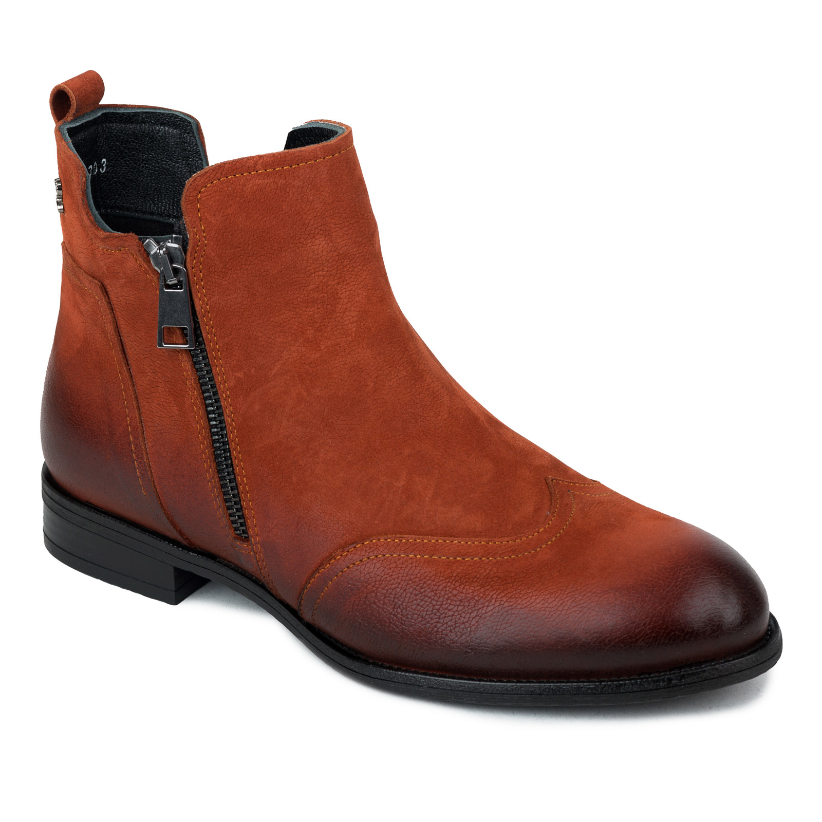 Leather ankle boots B442 - ORANGE