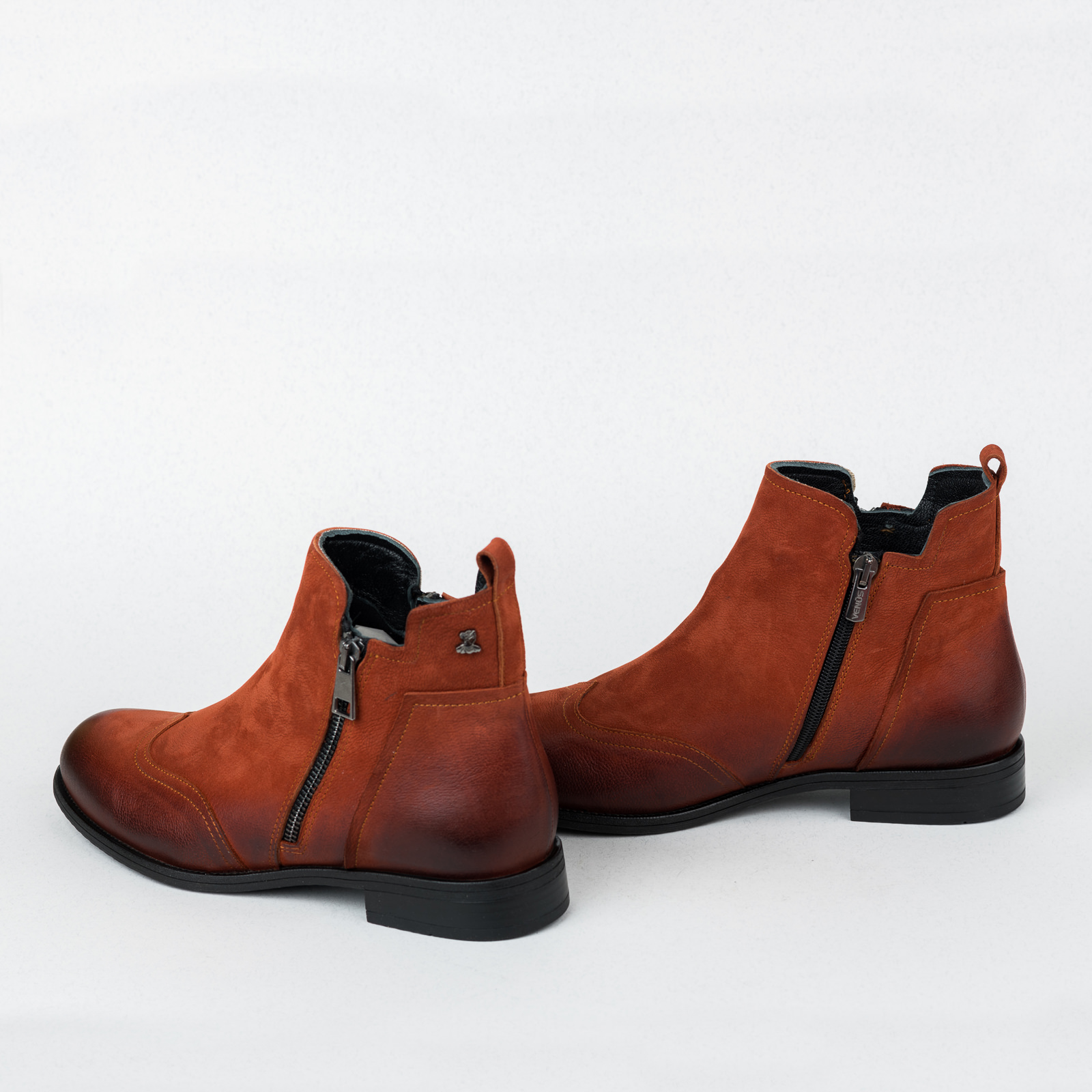 Leather ankle boots B442 - ORANGE