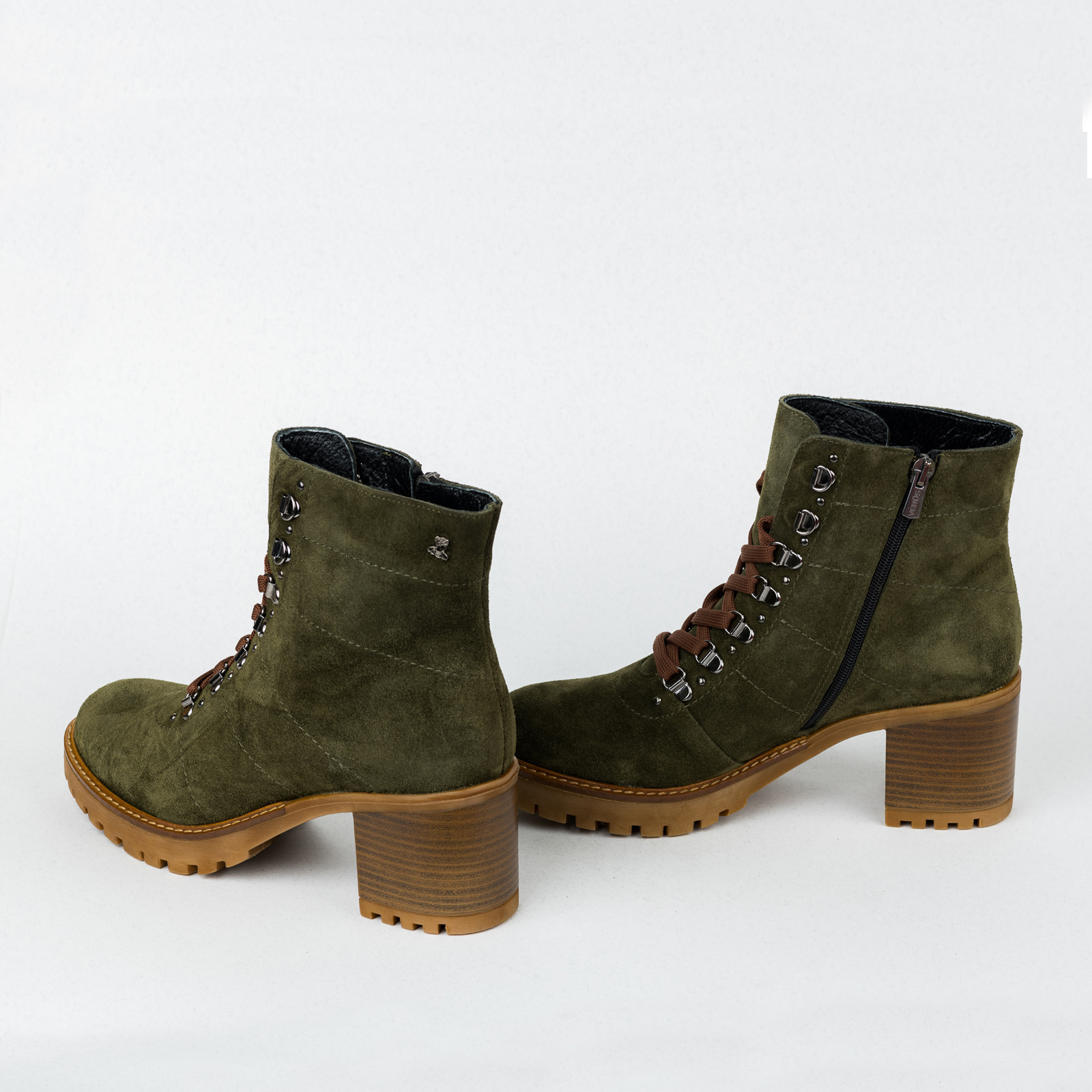 Leather ankle boots B434 - DARK GREEN