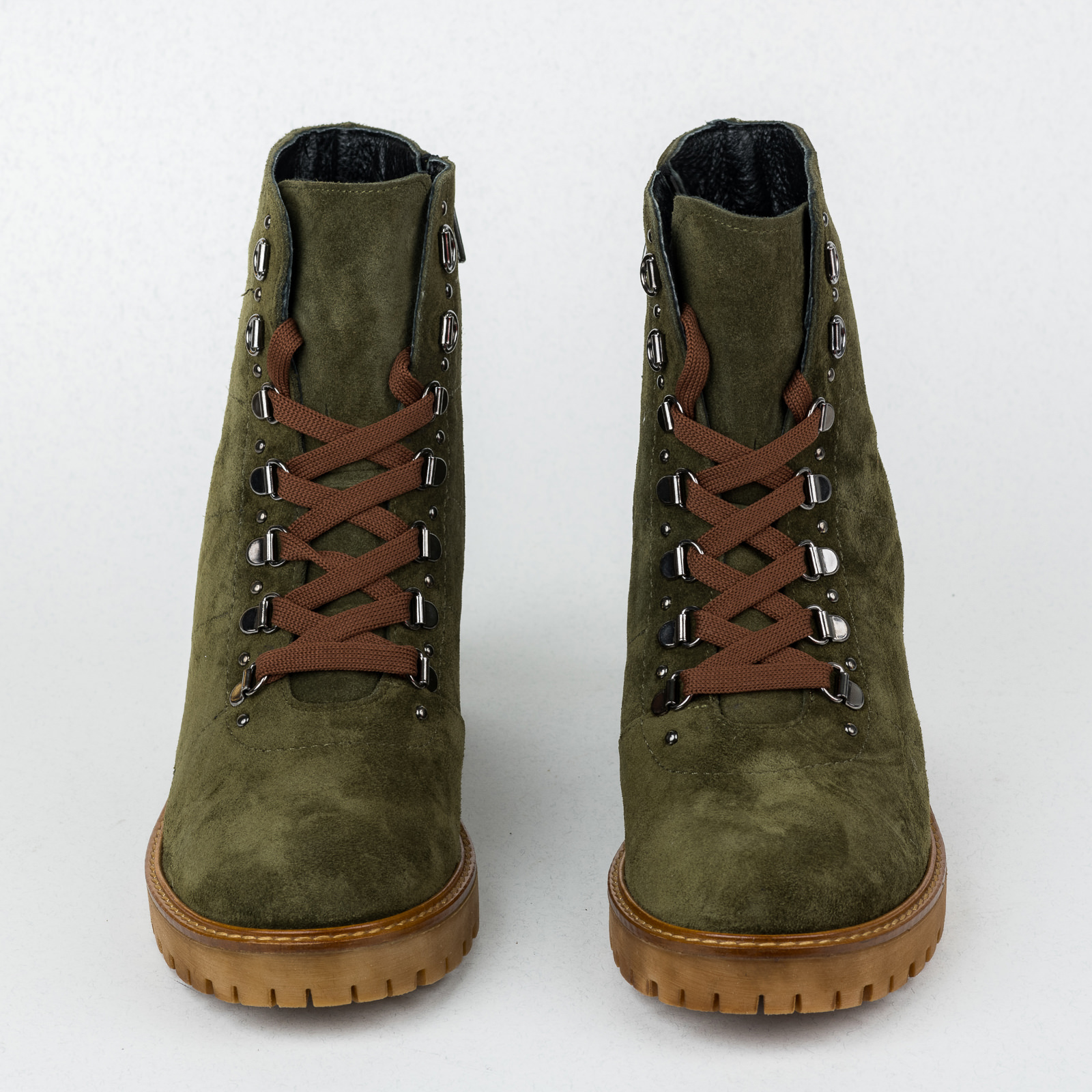 Leather ankle boots B434 - DARK GREEN