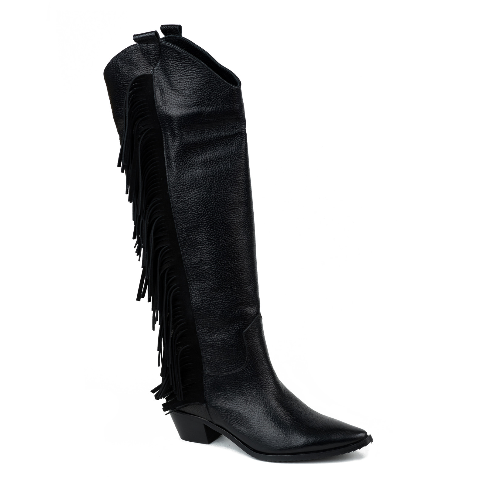 Leather boots B509 - BLACK