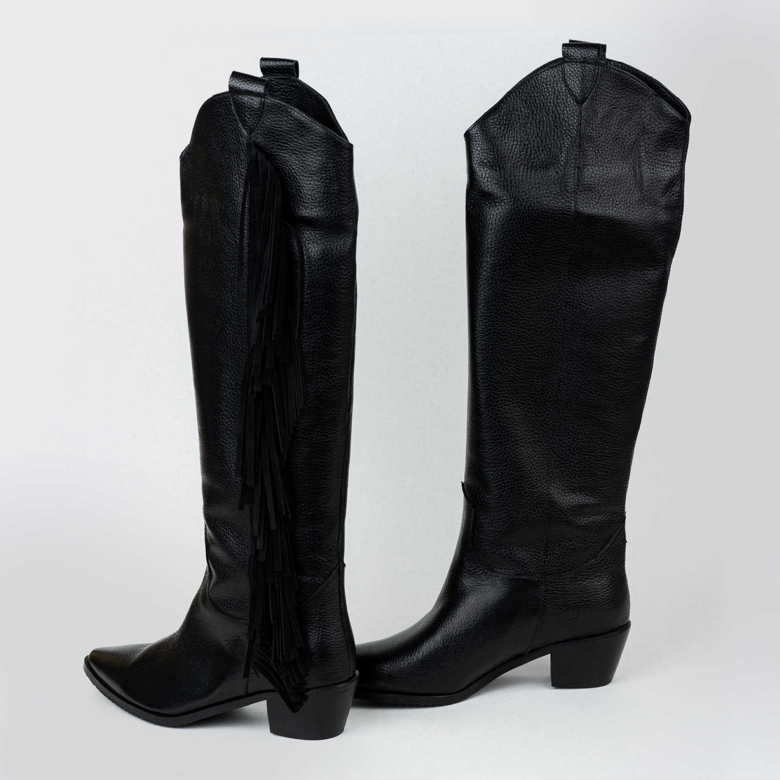 Leather boots B509 - BLACK