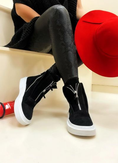 Leather ankle boots NIRAL NUBUCK - BLACK