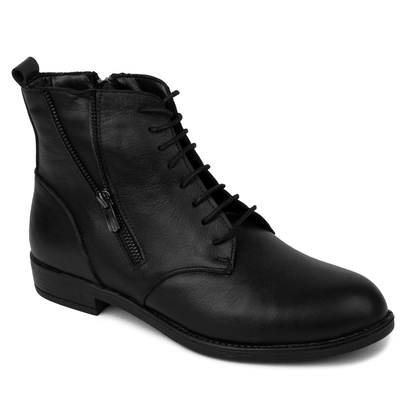 Leather ankle boots B548 - BLACK