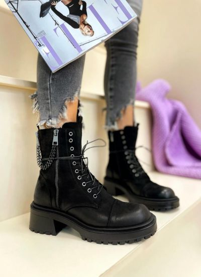 Leather ankle boots B558 - BLACK