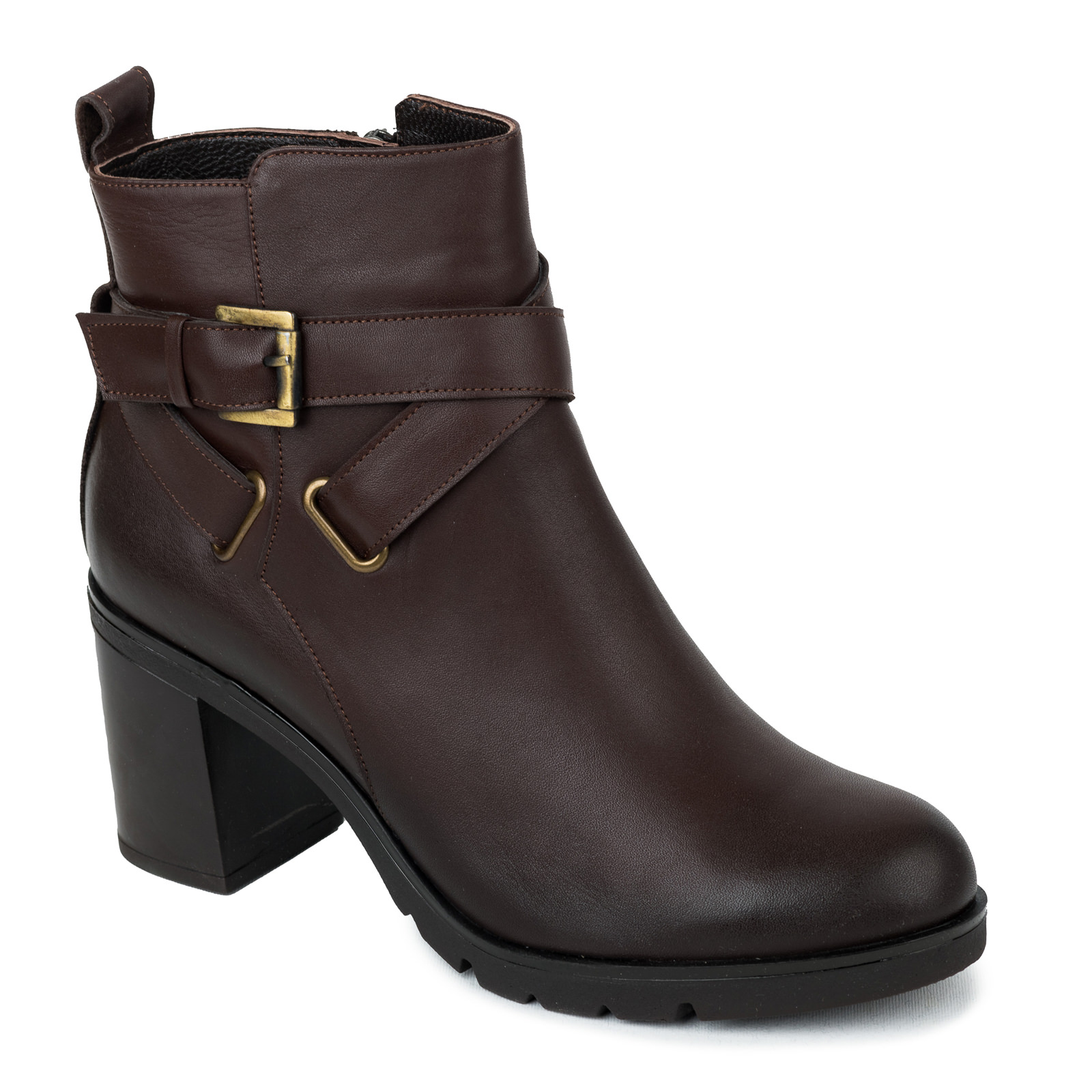 Leather ankle boots B559 - BROWN