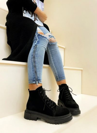 Leather ankle boots B563 - BLACK