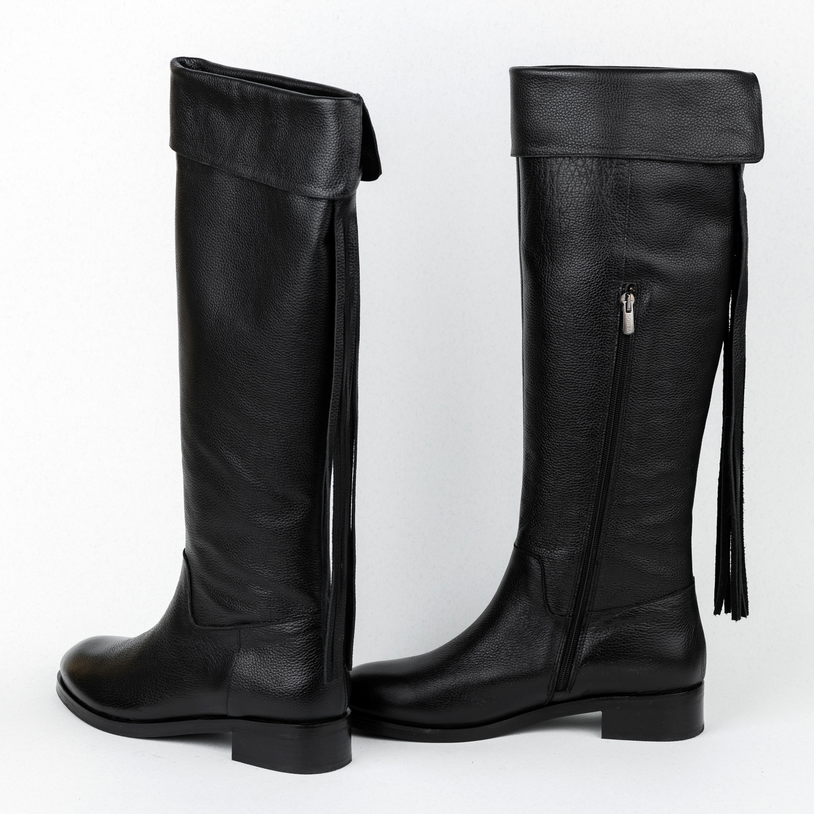 Leather boots B446 - BLACK