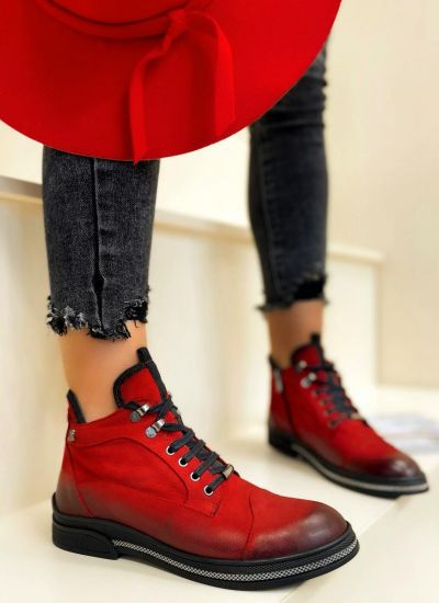 Leather ankle boots B071 - RED