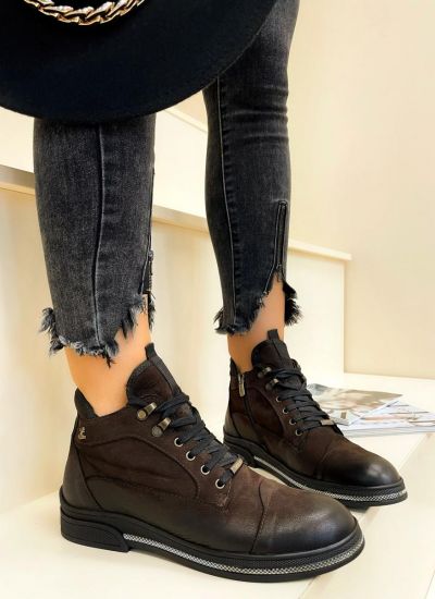 Leather ankle boots B071 - DARK BROWN