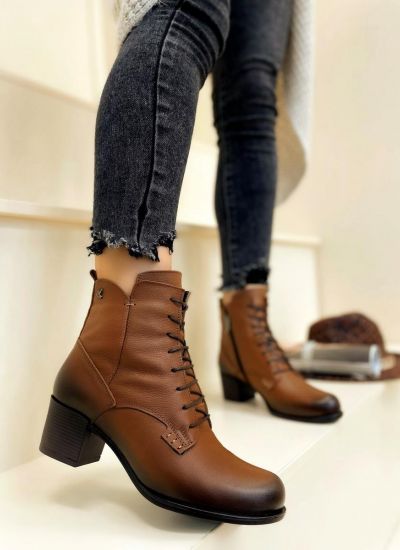 Leather ankle boots B584 - CAMEL