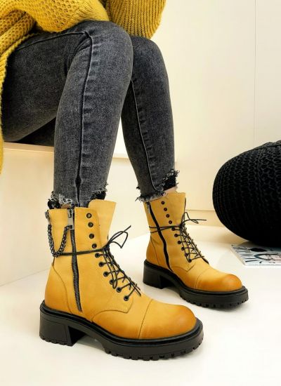 Leather ankle boots B089 - YELLOW