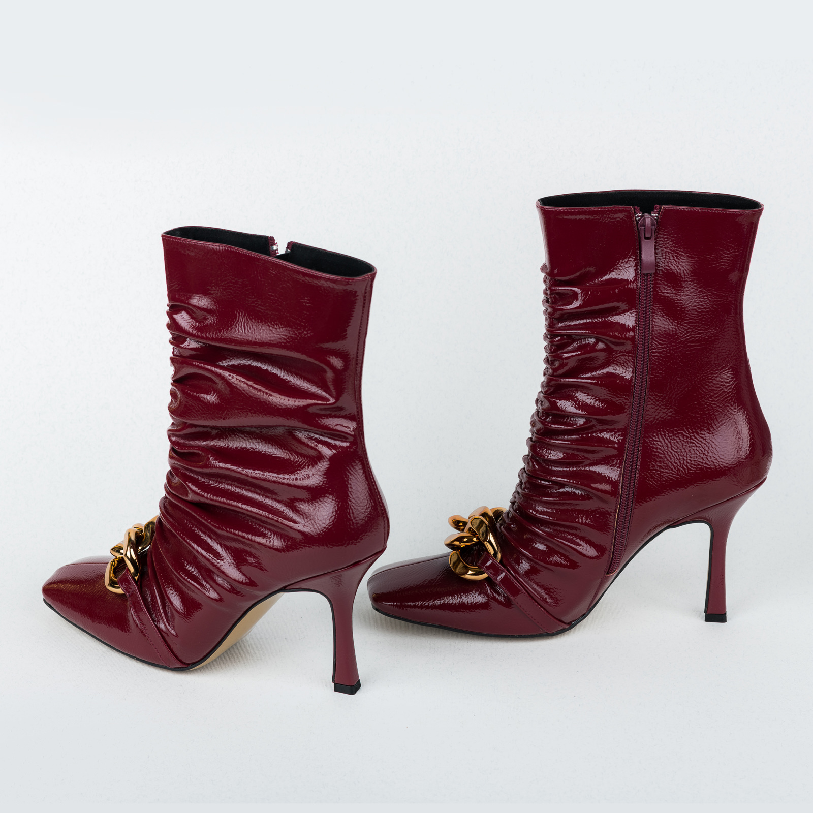 Women ankle boots B618 - WINE RED