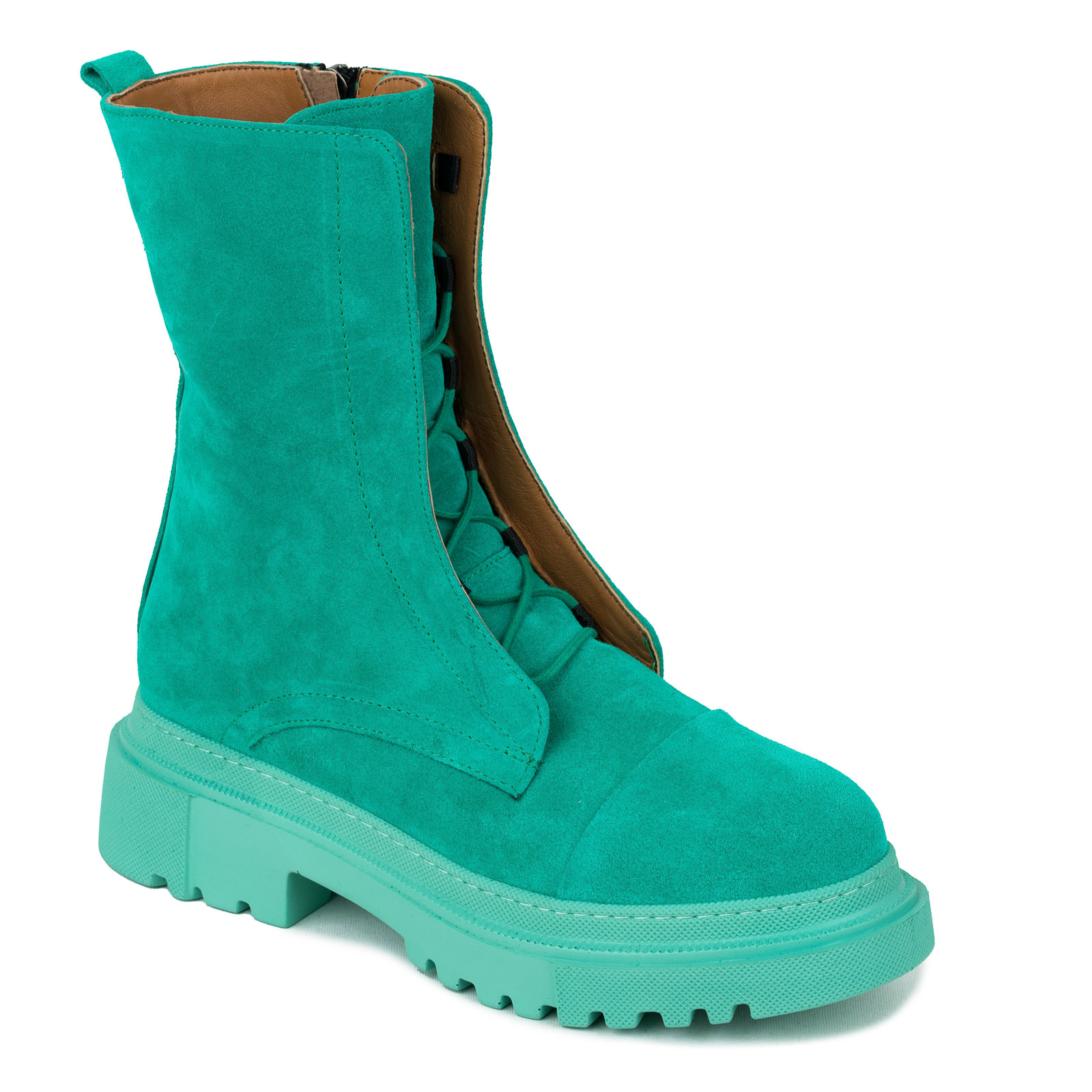Leather booties B244 - TURQUOISE