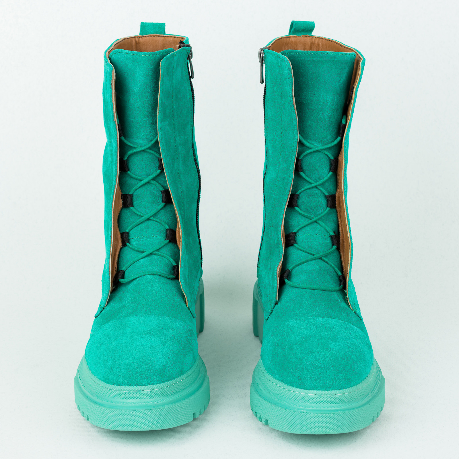 Leather booties B244 - TURQUOISE