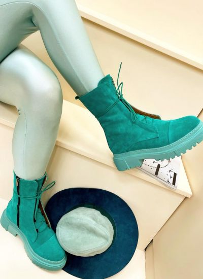 Leather booties BRADY - TURQUOISE