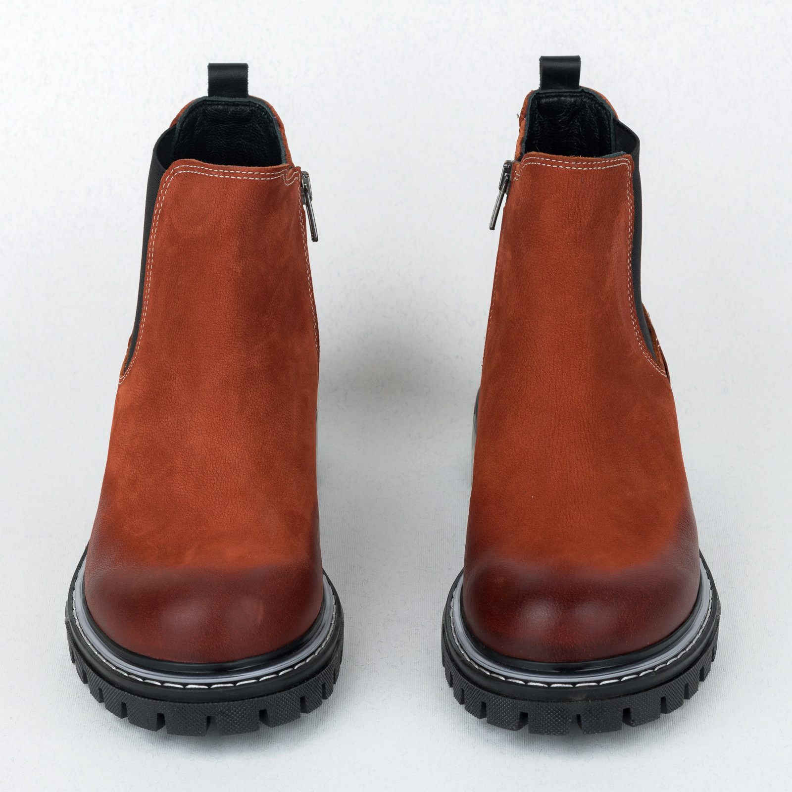 Leather ankle boots B313 - ORANGE
