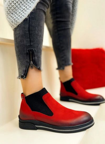 Leather ankle boots VAHINI - RED