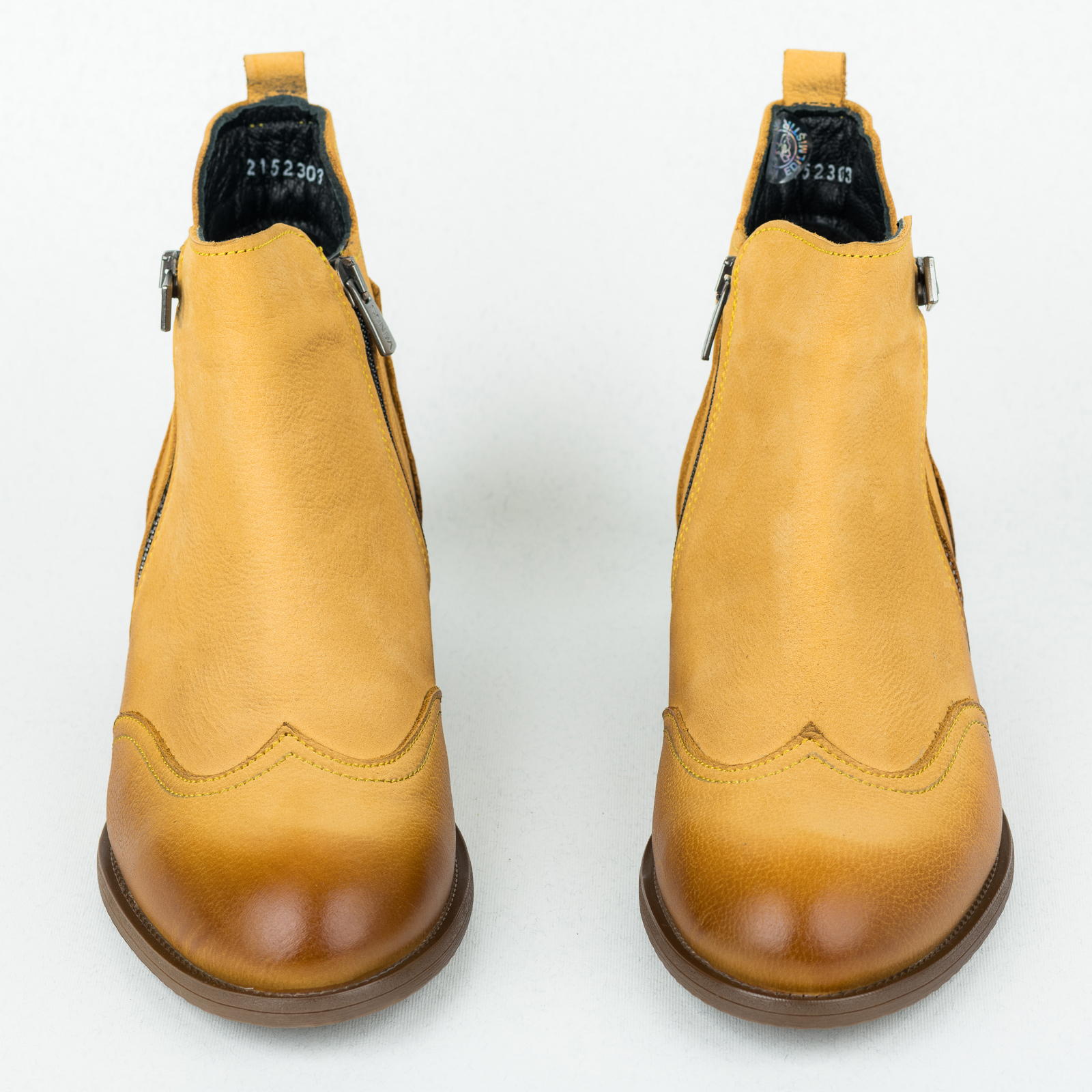Leather ankle boots B442 - YELLOW