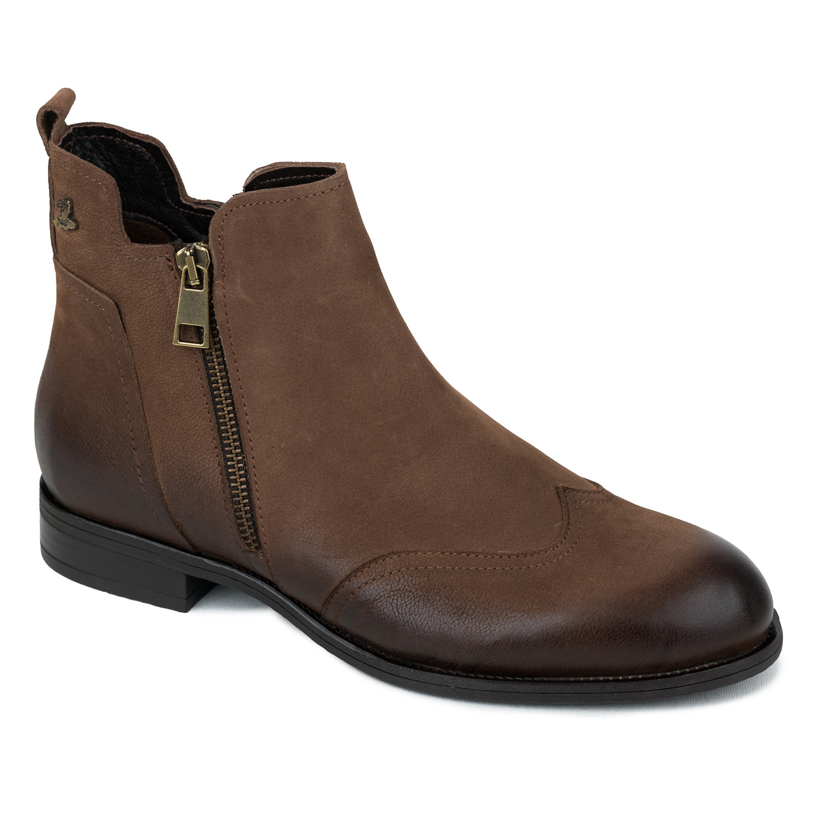 Leather ankle boots B442 - BROWN