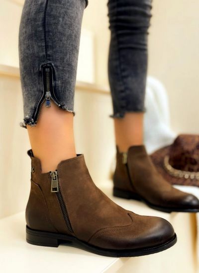 Leather ankle boots B442 - BROWN