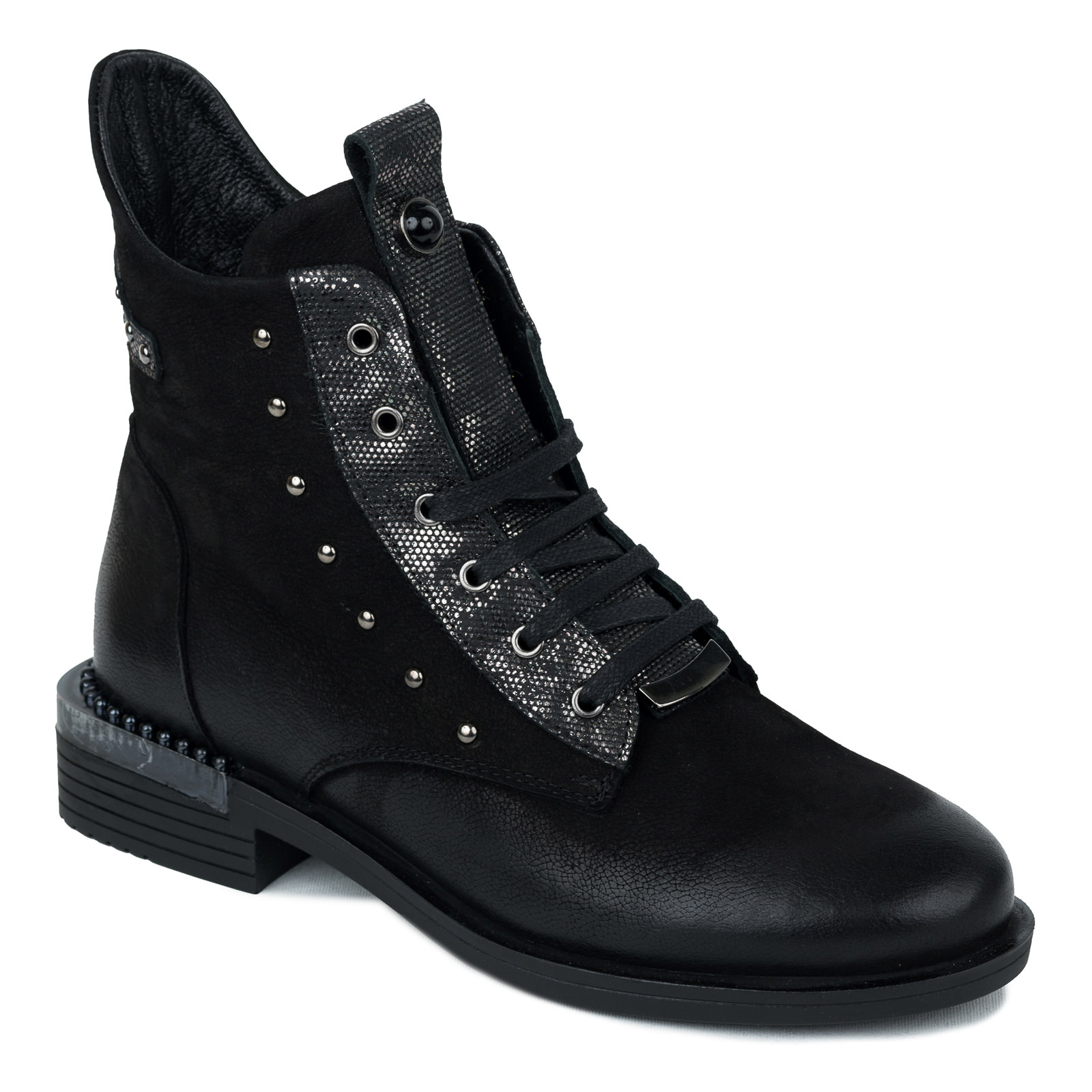Leather ankle boots B629 - BLACK