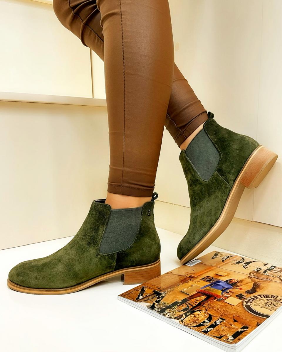 Leather ankle boots B311 - GREEN