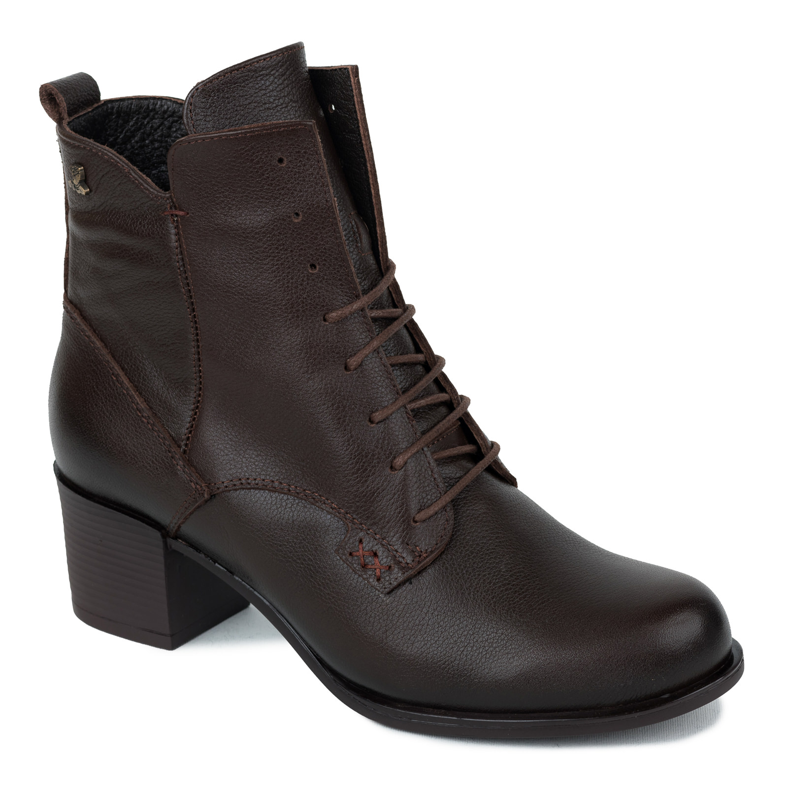 Leather ankle boots B584 - BROWN