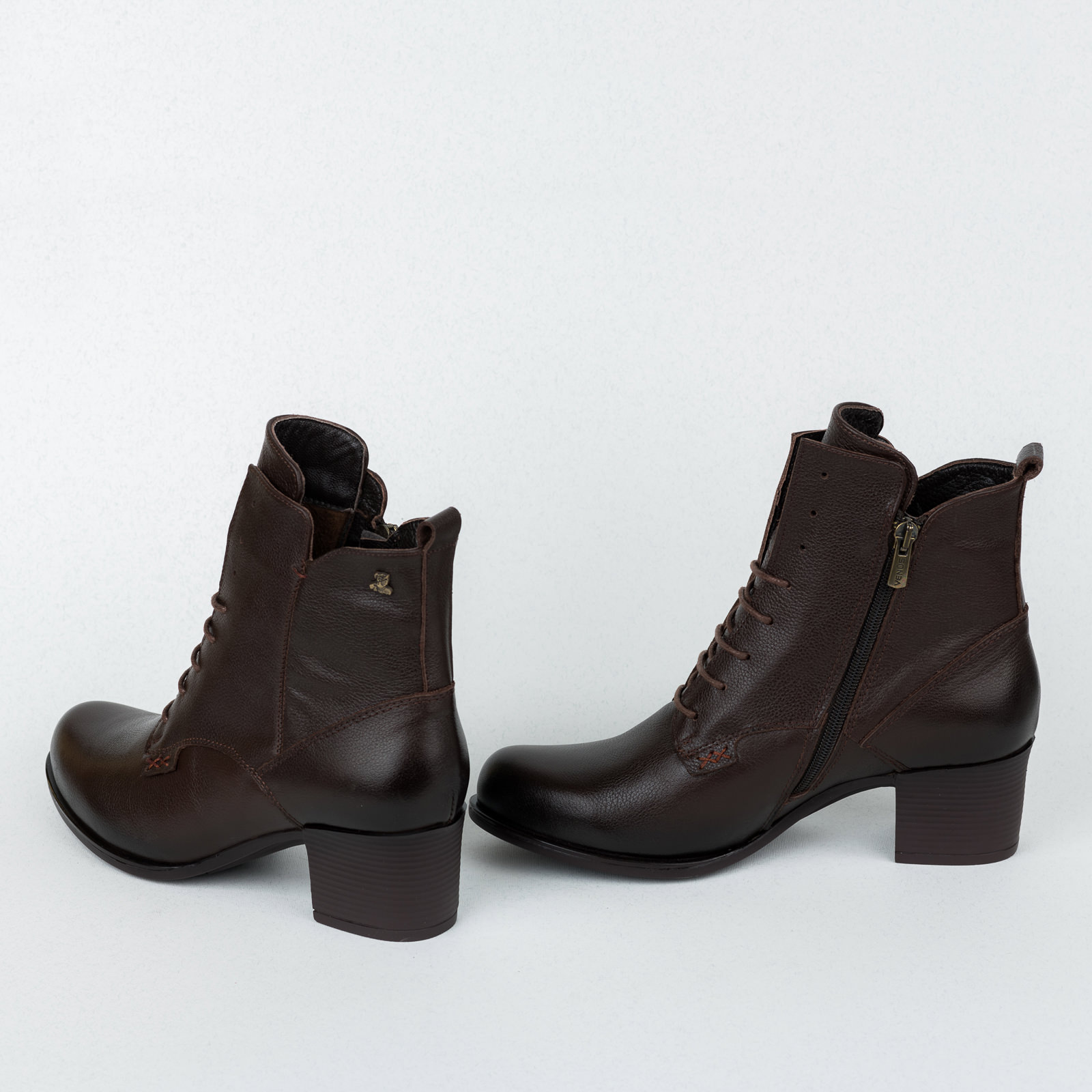 Leather ankle boots B584 - BROWN