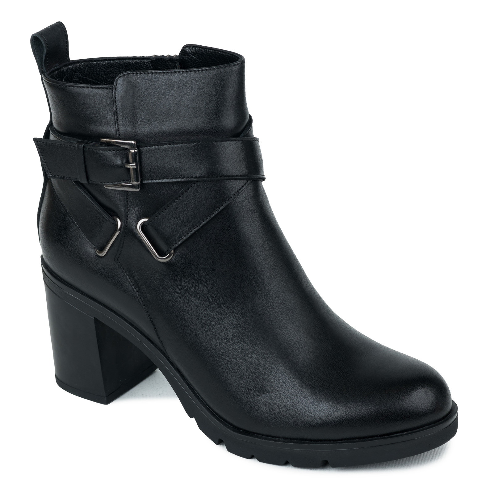 Leather ankle boots B559 - BLACK