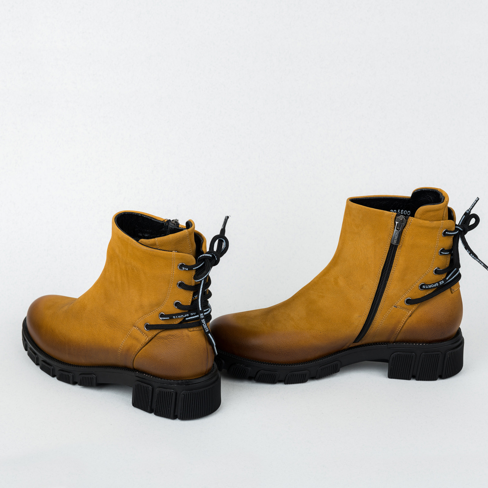 Leather ankle boots B630 - OCHRE