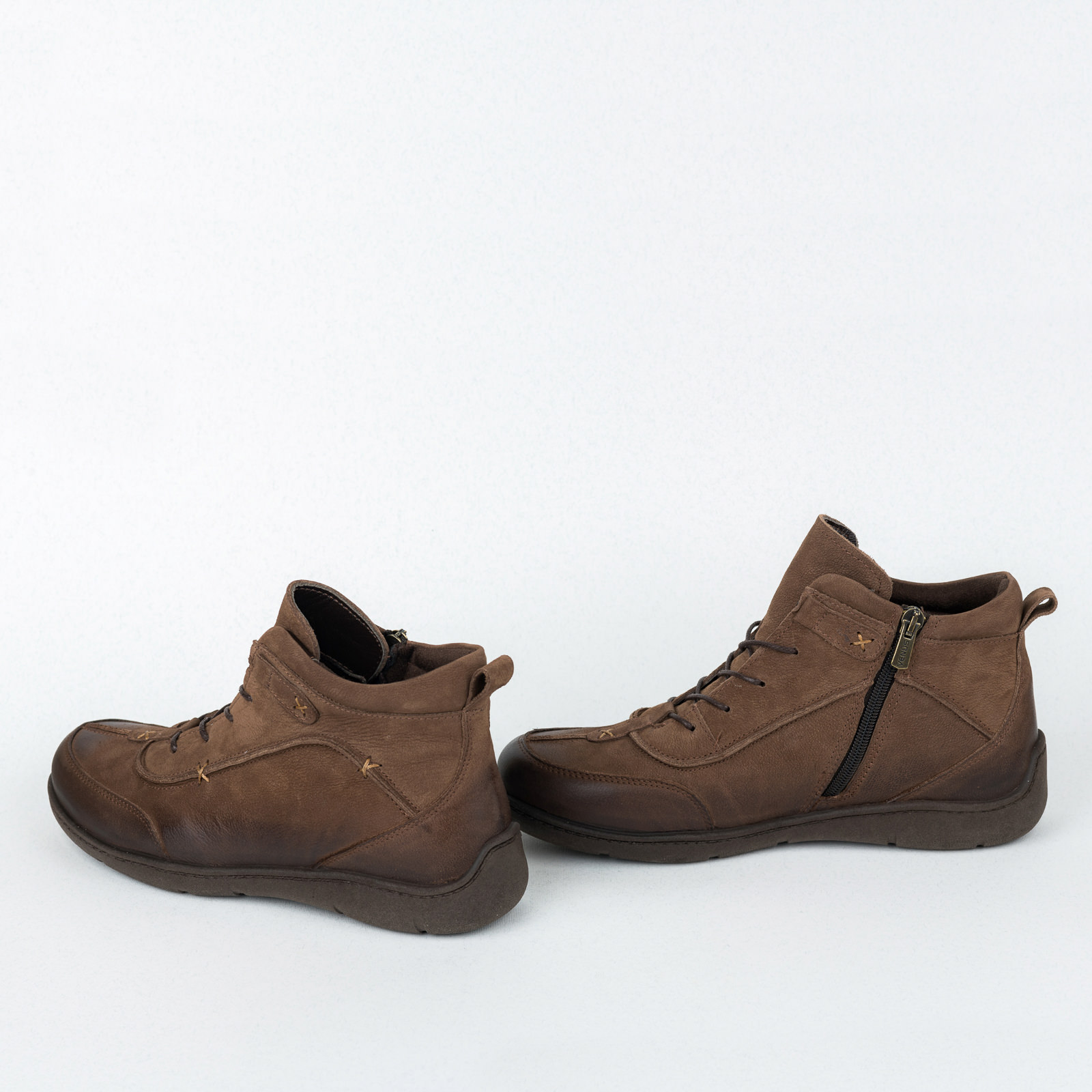 Leather ankle boots B631 - BROWN