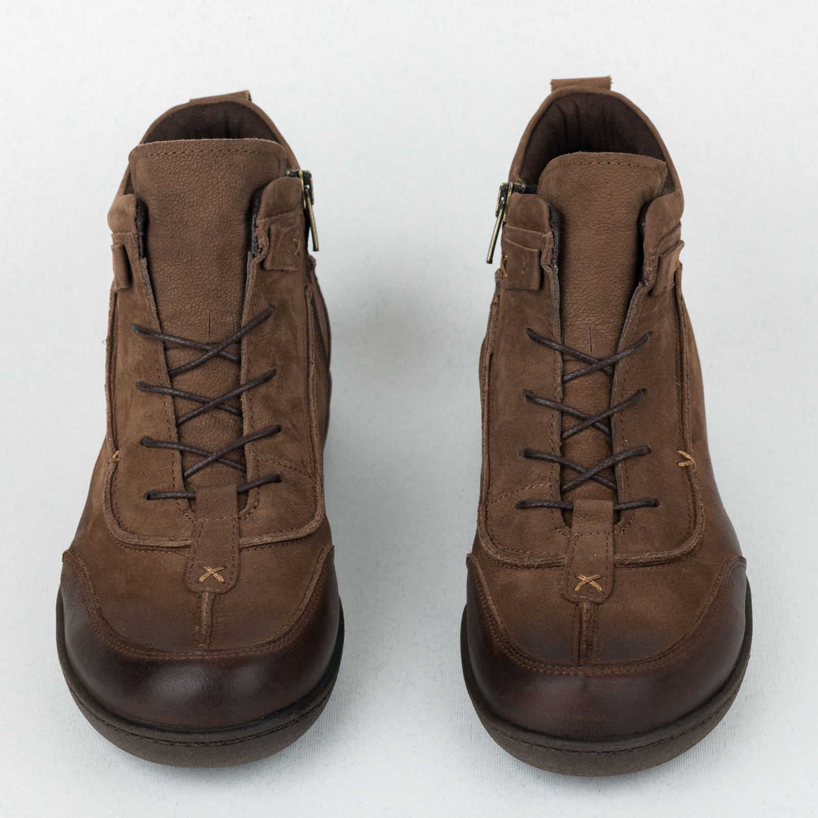 Leather ankle boots B631 - BROWN