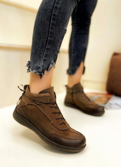 Leather ankle boots VIENNE - BROWN