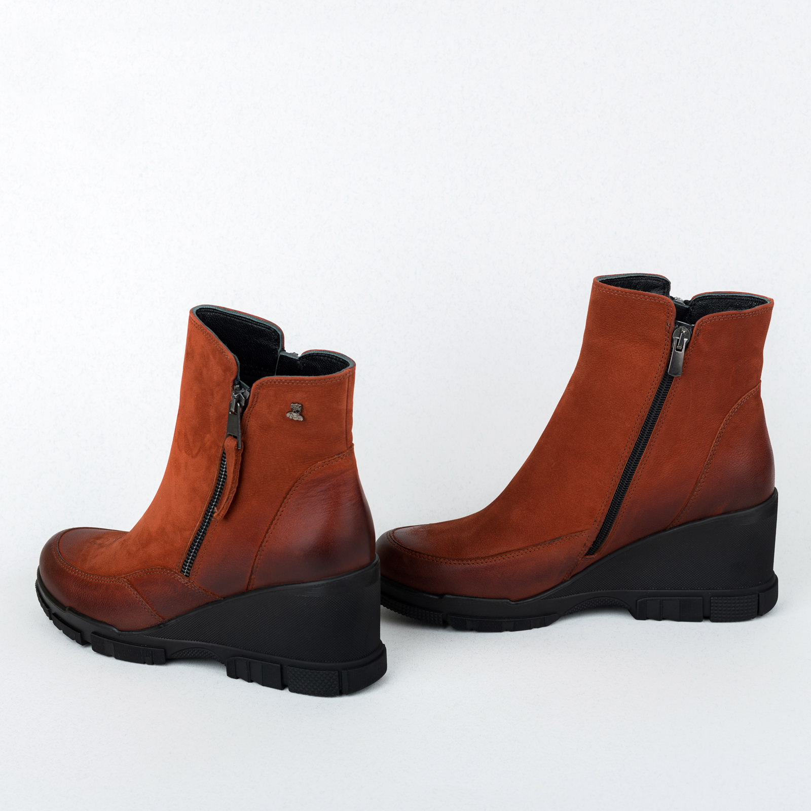 Leather ankle boots B350 - ORANGE