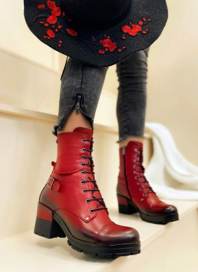 Leather ankle boots B560 - RED
