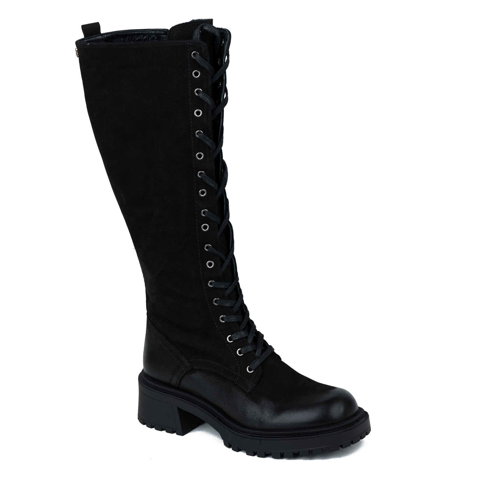 Leather boots B632 - BLACK