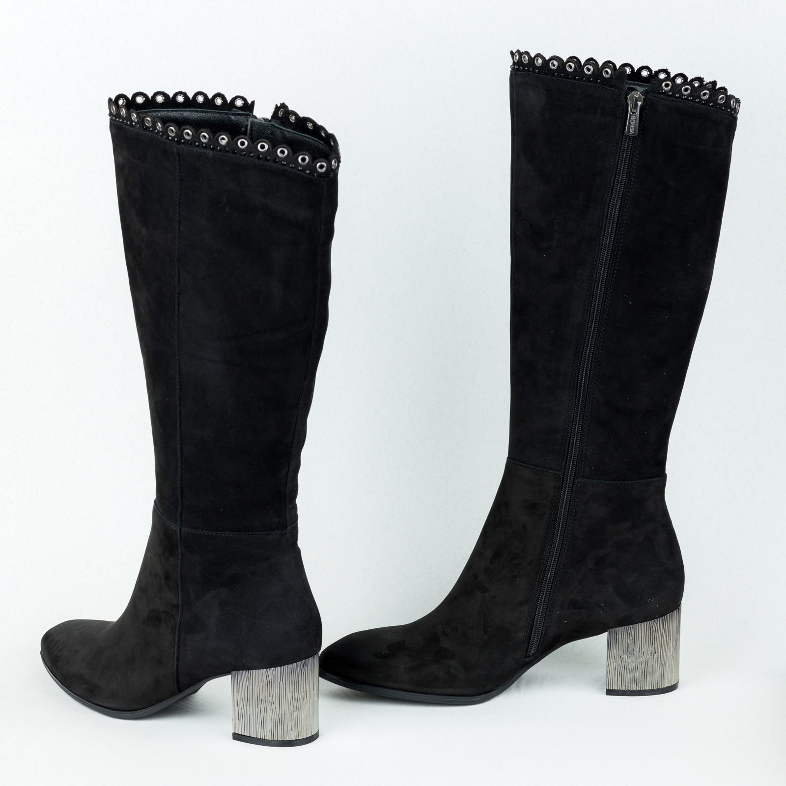 Leather boots B634 - BLACK