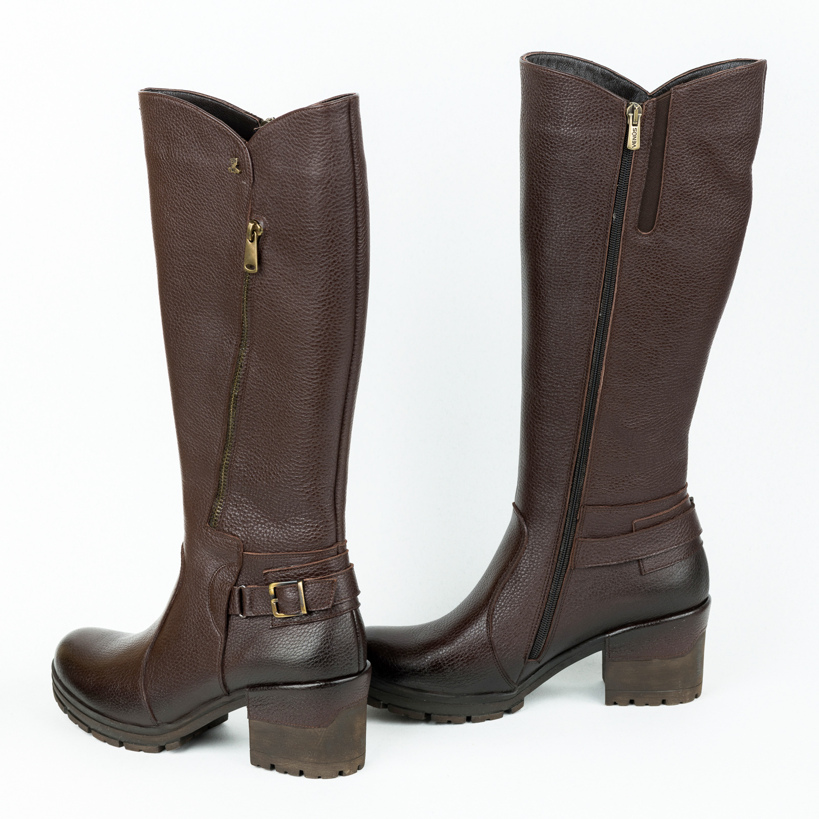 Leather boots B636 - BROWN