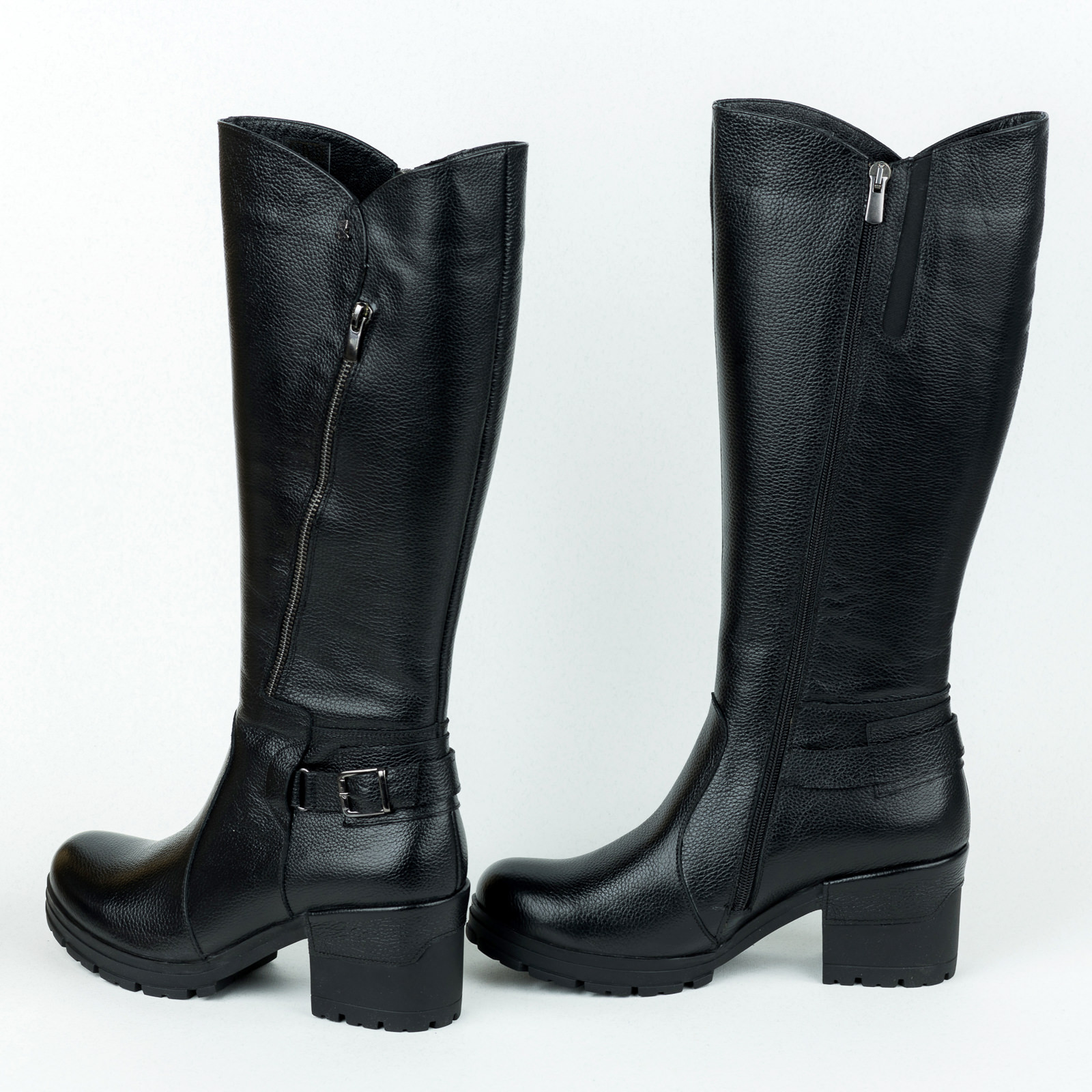 Leather boots B636 - BLACK